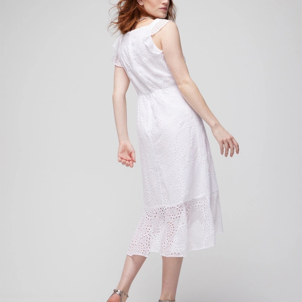 WHBM Eyelet Ruffle Wrap Dress - Picture 4 of 4